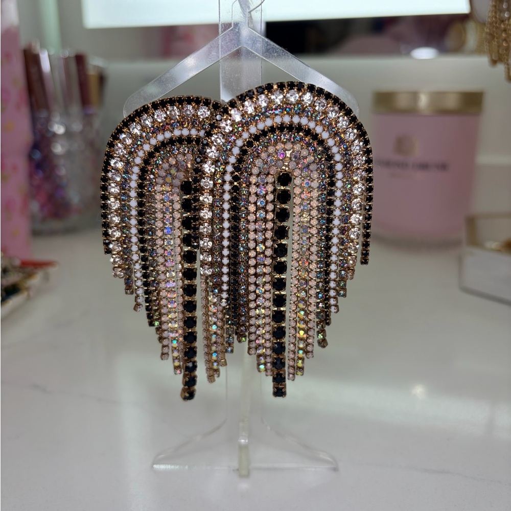Feed Me Gems/Hair Candy By Han Jumbos Black and pink opal earrings